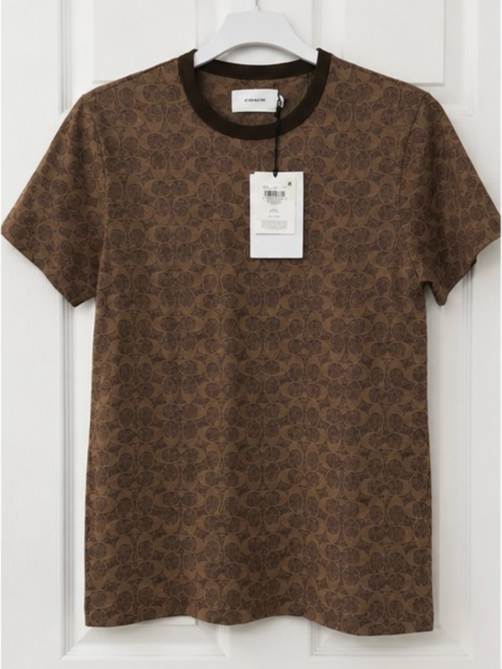 Coach Brown Signature-Print Short Sleeve Tee